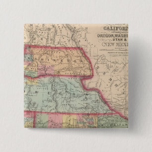 California, Territories of Oregon, Washington 2 Inch Square Button