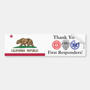 California Thank You First Responders  Bumper Sticker