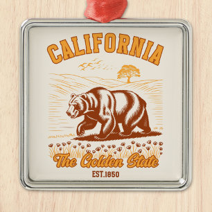 California The Golden State Bear – Vintage Metal Ornament