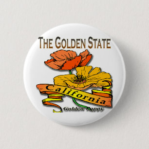 California The Golden State Golden Poppy 2 Inch Round Button