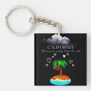 California, The Waves Are Waiting To Kiss The Eart Keychain