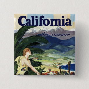California This Summer 2 Inch Square Button