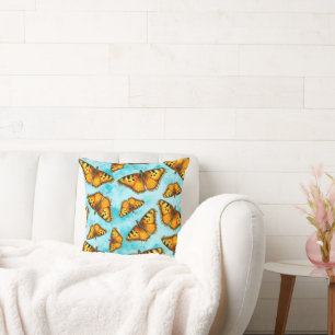 California Tortoiseshell Butterfly Illustration Throw Pillow