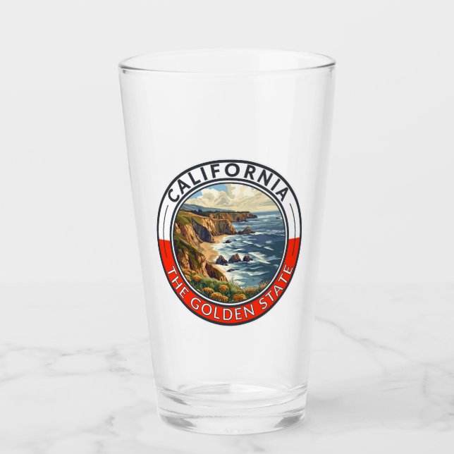 California Travel Art Badge Glass (Front)