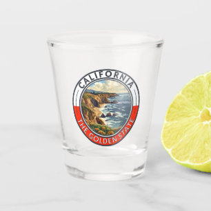 California Travel Art Badge Shot Glass