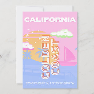 California, Travel Art, Preppy Holiday Card