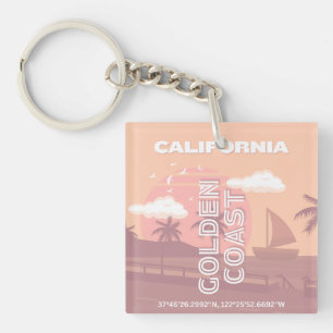 California, Travel Art, Preppy, Pastel Keychain