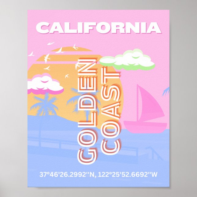 California, Travel Art, Preppy Poster (Front)