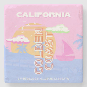 California, Travel Art, Preppy Stone Coaster