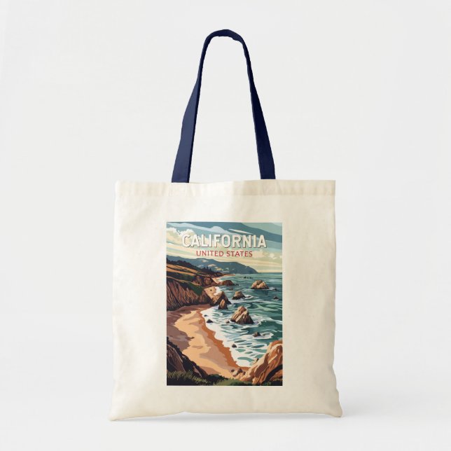 California Travel Art Vintage Tote Bag (Front)