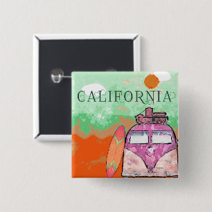California Travel Poster 2 Inch Square Button