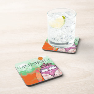 California Travel Poster Beverage Coaster