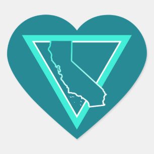 california triangle heart sticker