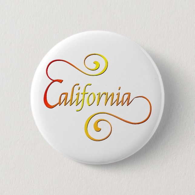 California Typography Art 2 Inch Round Button (Front)