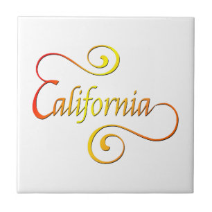 California Typography Art Tile