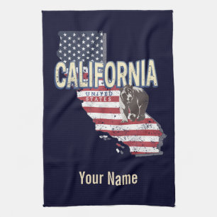 California United States Retro State Map Vintage Kitchen Towel