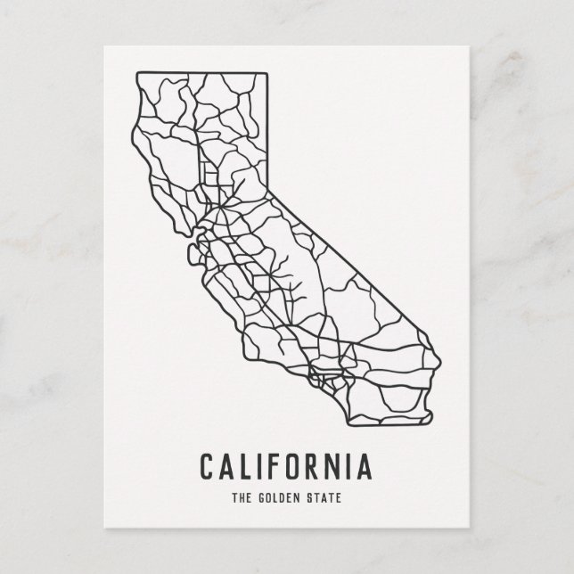 California US State road map - golden state map Postcard (Front)