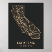 California US State road map - golden state map