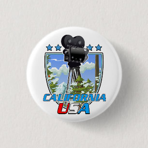 California USA 1 Inch Round Button