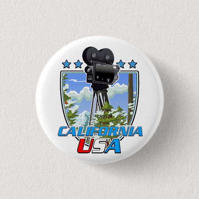 California USA 1 Inch Round Button (Front)