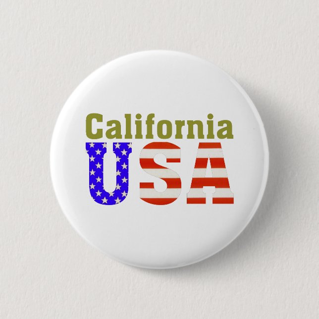 California USA! 2 Inch Round Button (Front)
