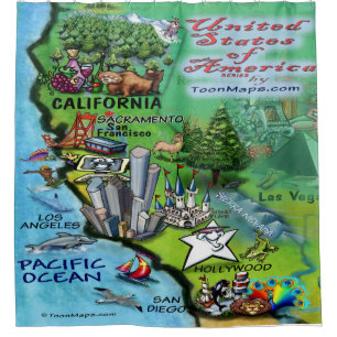 California USA Cartoon Map