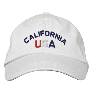 California USA Embroidered White Hat