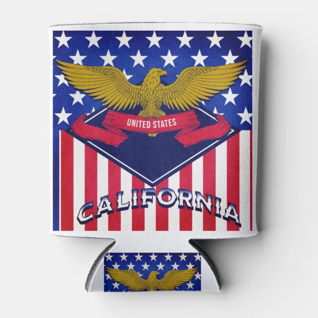 California USA Flag Can Cooler (Front)