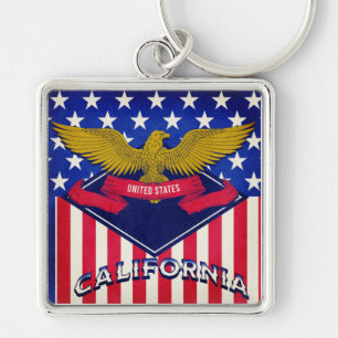 California USA Flag Keychain