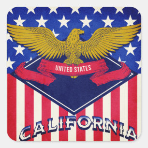 California USA Flag Square Sticker