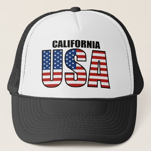 California USA Flag Trucker Hat (Front)