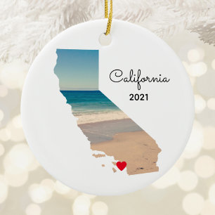 California Vacation Places Visited Ceramic Ornament
