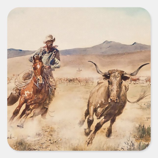 “California Vaquero” by Edward Borein Square Sticker (Front)