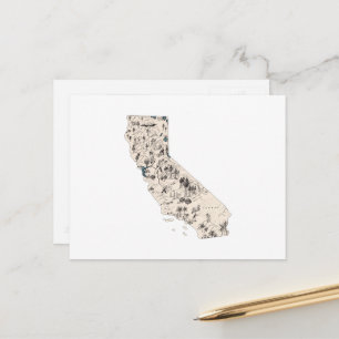 California Vintage Picture Map Postcard
