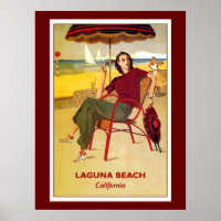 California vintage poster, Laguna Beach,