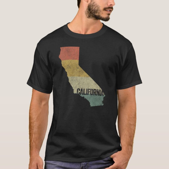 California Vintage Retro Sunset Map T-Shirt (Front)