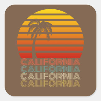 California Vintage Sommer Sunset Sunrise Retro Square Sticker