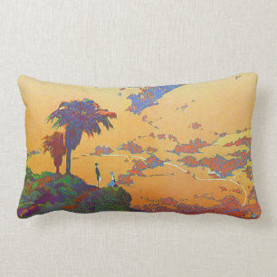 California Vintage Travel Poster Lumbar Pillow