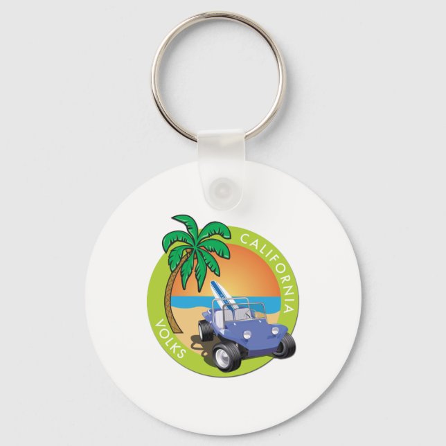California Volks Dune Buggy with Palms Keychain (Front)