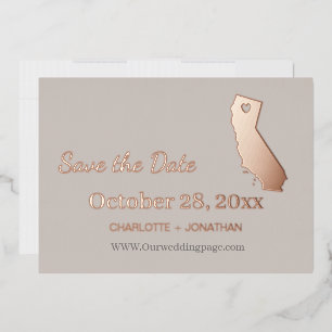 California Wedding Save The Date Rose Gold   