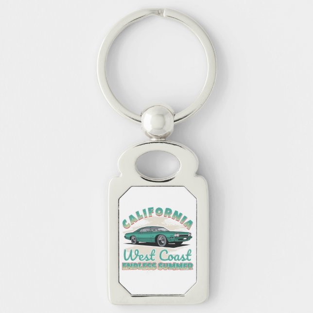 California West Coast Vintage Car Metal  Keychain (Front)
