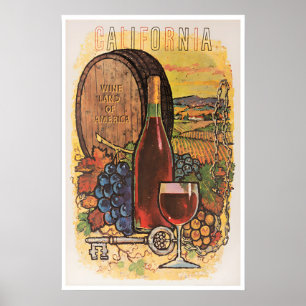 California Wine Art Travel Poster Vineyard Print