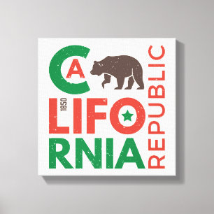 California With Grizzly Bear Logo Canvas Print