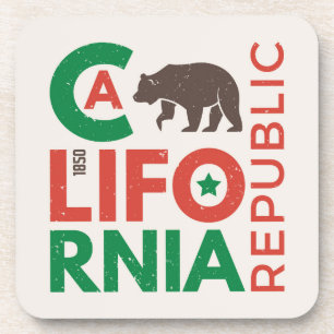 California With Grizzly Bear Logo Coaster
