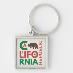 California With Grizzly Bear Logo Keychain