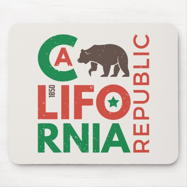 California With Grizzly Bear Logo Mouse Pad (Front)