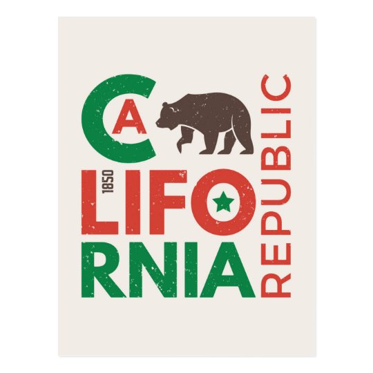 California With Grizzly Bear Logo Postcard