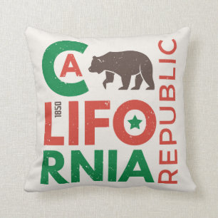 California With Grizzly Bear Logo Throw Pillow