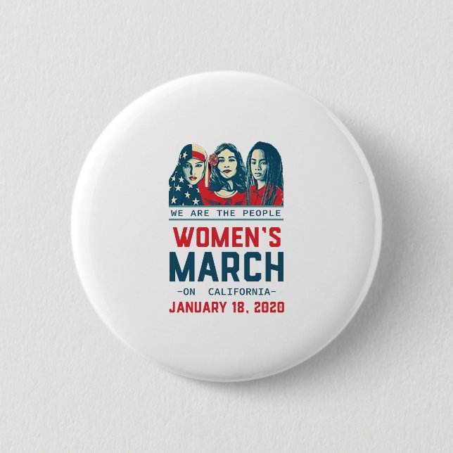 california women march 2020 2 inch round button (Front)