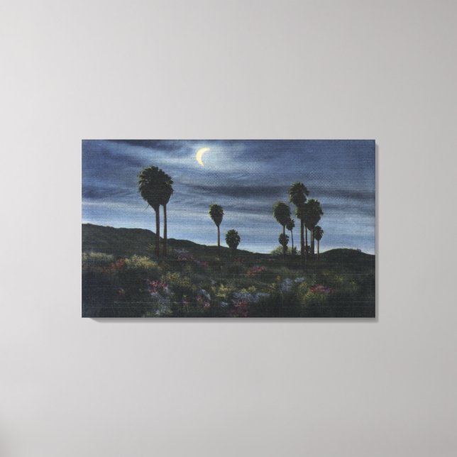 CaliforniaMoonlit View at Twenty-Nine Palms Canvas Print (Front)